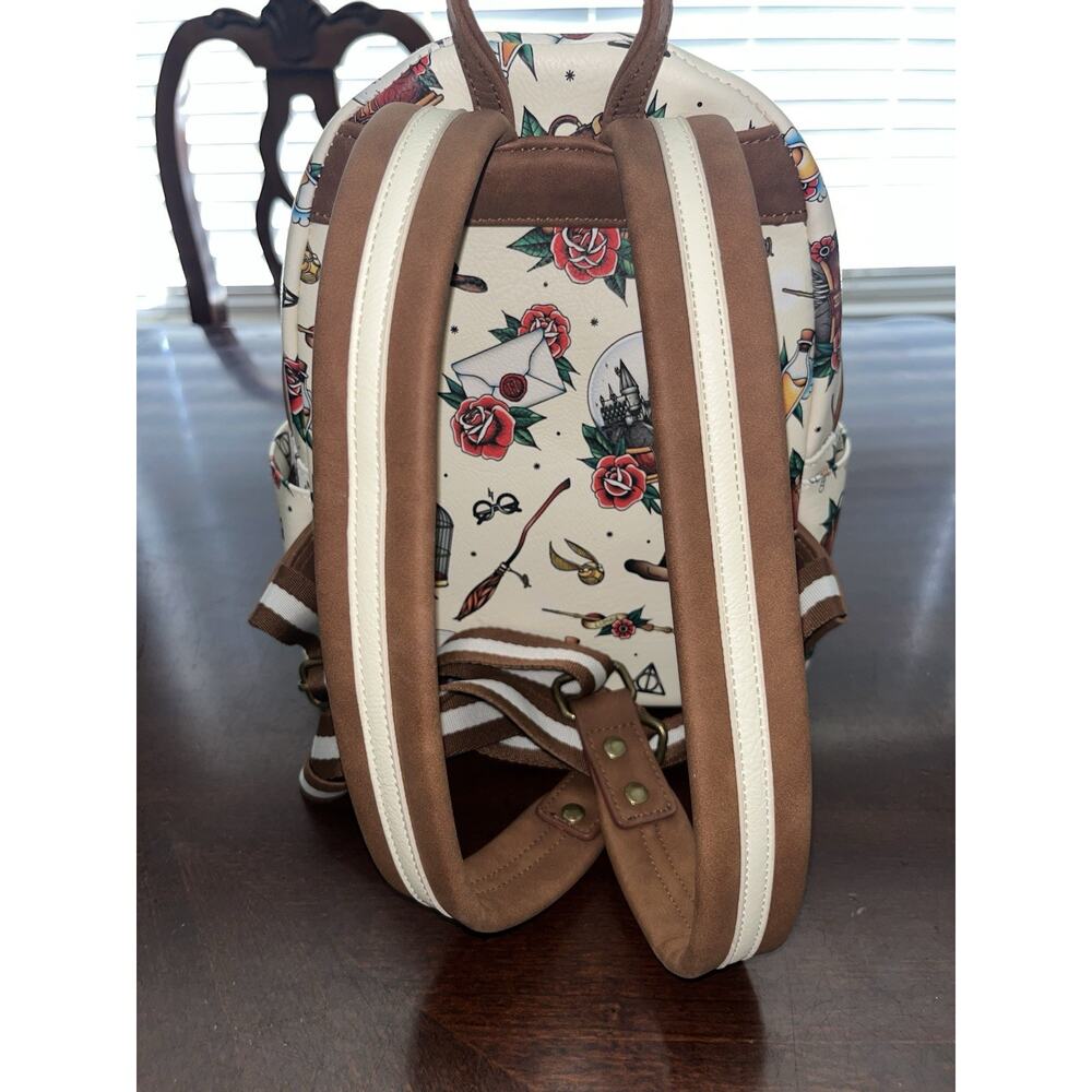 Loungefly Harry Potter Tattoo Art Cream Color Mini Backpack Excellent Condition - Picture 16 of 16